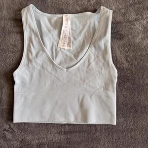 Forever 21 Light Blue Ribbed Crop Tank Top- Size Small